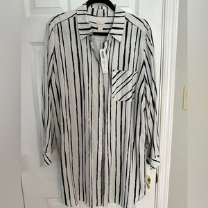 Long Striped Chicos Blouse - Black and White